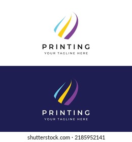 Abstract colorful logo digital printing, printing services, media, technology and the internet.
