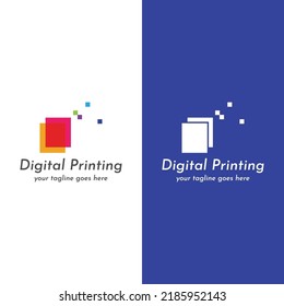 Abstract colorful logo digital printing, printing services, media, technology and the internet.
