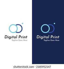 Abstract colorful logo digital printing, printing services, media, technology and the internet.