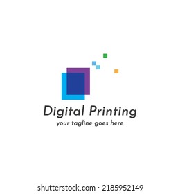 Abstract colorful logo digital printing, printing services, media, technology and the internet.