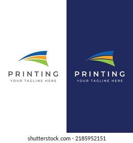 Abstract colorful logo digital printing, printing services, media, technology and the internet.