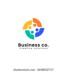 Abstract colorful logo of people forming a circle, symbolizing unity, teamwork, and collaboration.