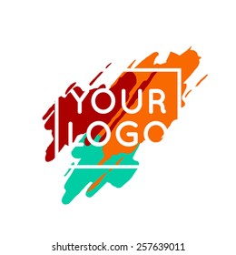 Abstract Colorful Logo Template Concept. Vector Paint Splash Background.