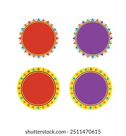 Abstractas Colorido logo Unidad Etiqueta engomada Círculos Diseño de Vector. Rebajas, Estrellas, colores. Diseño de círculos Abstractas