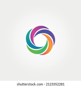 Abstract colorful logo vortex wave and spiral icon vector template
