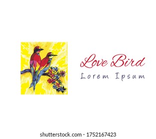 Abstract colorful love birds logo vector illustration with dummy text on white background.