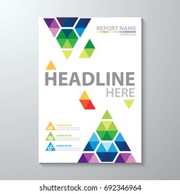 Abstract colorful low polygon background. Cover design template layout in A4 size for annual report, brochure, flyer, Vector illustration.