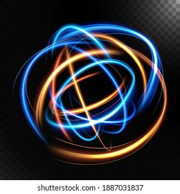 Abstract colorful luminous swirling, isolated on dark background. Vector Illustration