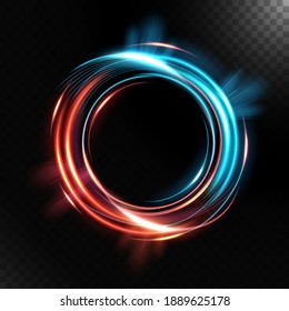 Abstract colorful luminous swirling, isolated on dark background. Vector Illustration