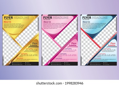 Abstract colorful luxury gold, pink and blue color flyer brochure template design, modern flyer layout,  A4  size. 