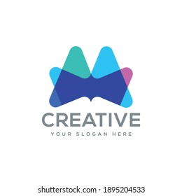 Abstract Colorful M Letter Logo Design - Vector
