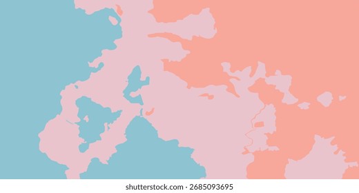 Abstract colorful map pattern with pink, blue, and orange shapes, ideal for modern backgrounds, creative art, abstract texture, fashion design, and educational projects.
