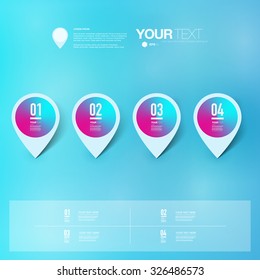 Abstract colorful map pin icon design with shadows on minimal blurry background 
Eps 10 stock vector illustration 