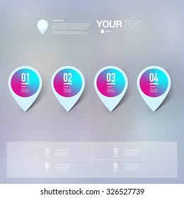 Abstract colorful map pin icon design with shadows on minimal blurry background 
Eps 10 stock vector illustration 