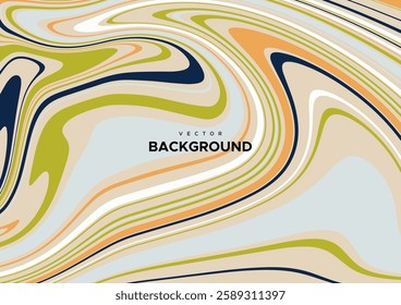 Abstract colorful marble background. Vector illustration of wavy dripping pattern. Liquid texture for cover design