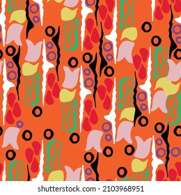 Abstract colorful marine pattern with orange background. Ready to print and color. All over  and vector print