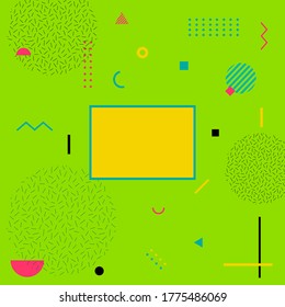 Abstract Colorful Memphis Art Background. Memphis geometric style flat and line design elements. Vector illustration
