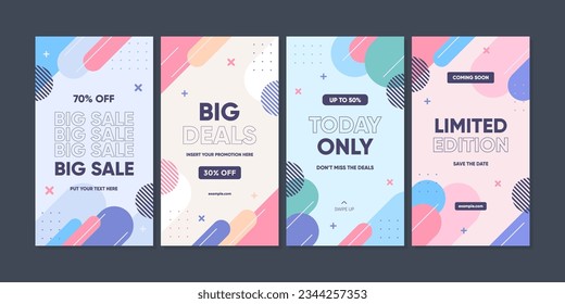 Abstract Colorful Memphis Background. Trendy geometric abstract template for social media post or advertisement.