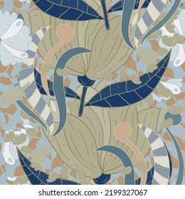 Abstract colorful messy doodle flower seamless pattern. Fantasy floral background. Ditsy floret texture.
