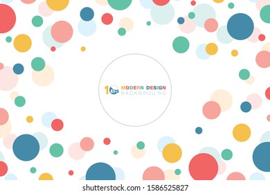Abstract of colorful minimal circle pattern design with copy space of text in center. Decorate for cover, artwork, ad, template design. illustration vector eps10
