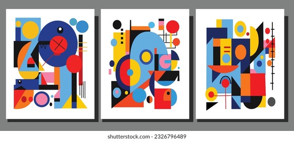 Abstract colorful minimalistic modern wall art decorative illustration