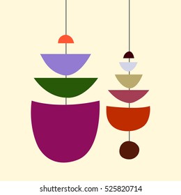 Abstract colorful Mobile hanging Vector design on yellow background
