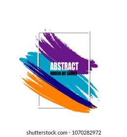 Abstract colorful modern art banner label background sticker with colorful grunge watercolor splash paint  design isolated