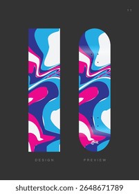 Abstrato Colorido Arte Moderna Curva Linhas Forma Geométrica Fundo Padrão
Fingerboard Skateboard Deck Gráficos Design Pré-visualização Modelo de Montagem