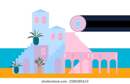 abstract colorful modern building pattern background