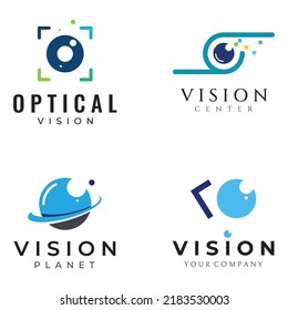 Abstract colorful modern logo vision, digital vision, tech, center and planet vision.