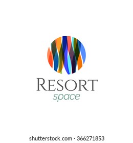 Abstract Colorful  Modern Resort Spa Logo Icon, Isolated In White Background