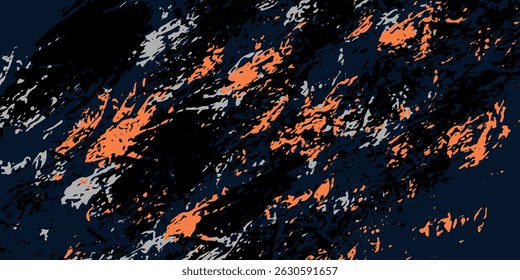 Abstract colorful modern style background with dark blue, orange and white color combination. Grunge texture and halftone elements of dotted circles. Vector illustration on eps10 horizontal layout.