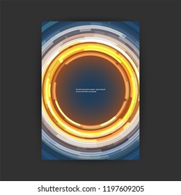 Abstract Colorful Modern Style Patterned Futuristic Technology Cover Design with Round Concentric Geometric Shapes - Applicable for Banners, Placards, Posters, Flyers - Creative EPS10 Vector Template