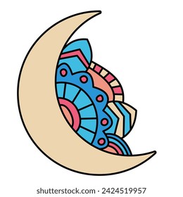 Abstract colorful moon tattoo pattern