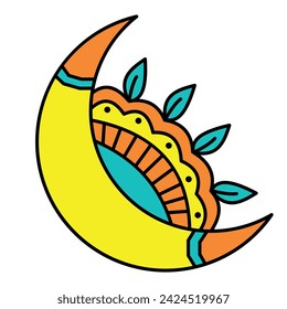 Abstract colorful moon tattoo pattern