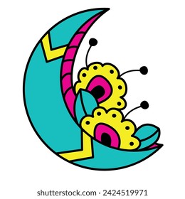 Abstract colorful moon tattoo pattern