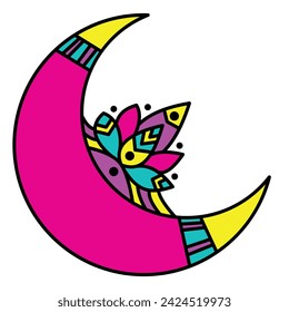 Abstract colorful moon tattoo pattern