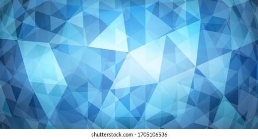 Fondo de mosaico colorido abstracto de triángulos translúcidos en colores azul claro
