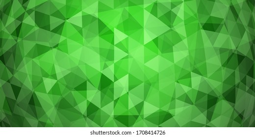 Abstract colorful mosaic background of translucent triangles in green colors