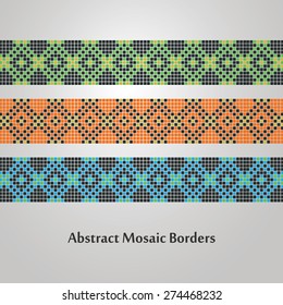 Abstract, Colorful, Mosaic Border Designs - Different Decoration Elements