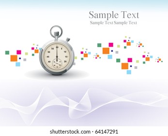 abstract colorful mosaic, curve wave background with isolated stopwatch