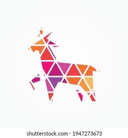 Abstract colorful mosaic goat logo symbol design template
