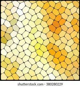 Abstract colorful mosaic pattern.  Abstract background consisting of elements of different shapes arranged in a mosaic style. Vector illustration. Yellow, white colors. 