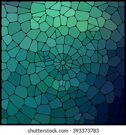 Abstract colorful mosaic pattern.  Abstract background consisting of elements of different shapes arranged in a mosaic style. Vector illustration. Blue, green colors. 