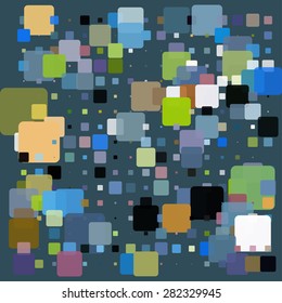 Abstract colorful mosaic pattern composed of rectangles with rounded edges