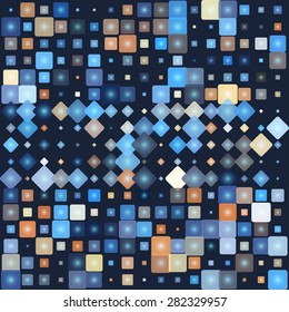 Abstract colorful mosaic pattern composed of rectangles with rounded edges