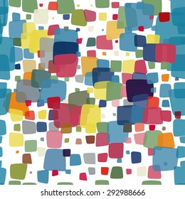 Abstract colorful mosaic pattern composed of pixels of different sizes and transparency