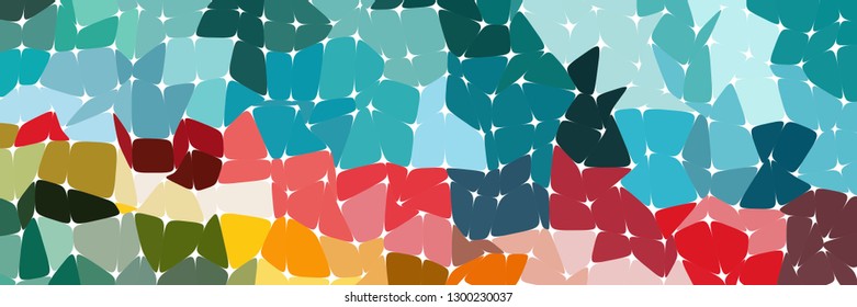 Abstract colorful mosaic pattern consisting of elements of various shapes and colors. Creative geometrical backdrop in a retro style. Colorful vintage background.