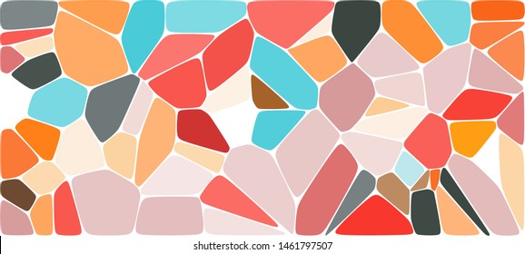 Abstract colorful mosaic pattern consisting of elements of various shapes and colors. Creative geometrical backdrop in a retro style. Colorful vintage background.