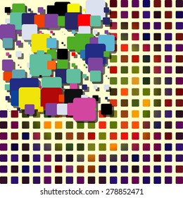 Abstract colorful mosaic pattern containing rectangles with rounded corners